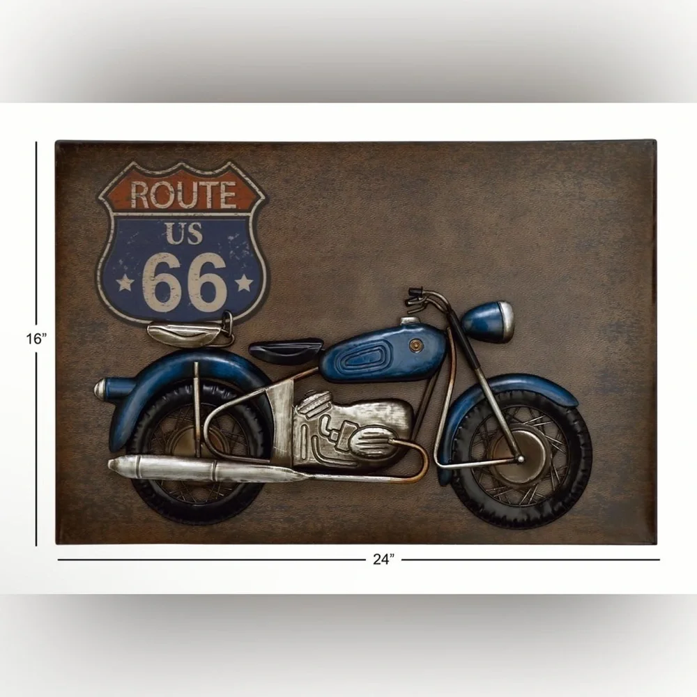 DecMode Rustic Route 66 Metal Wall Decor, 24